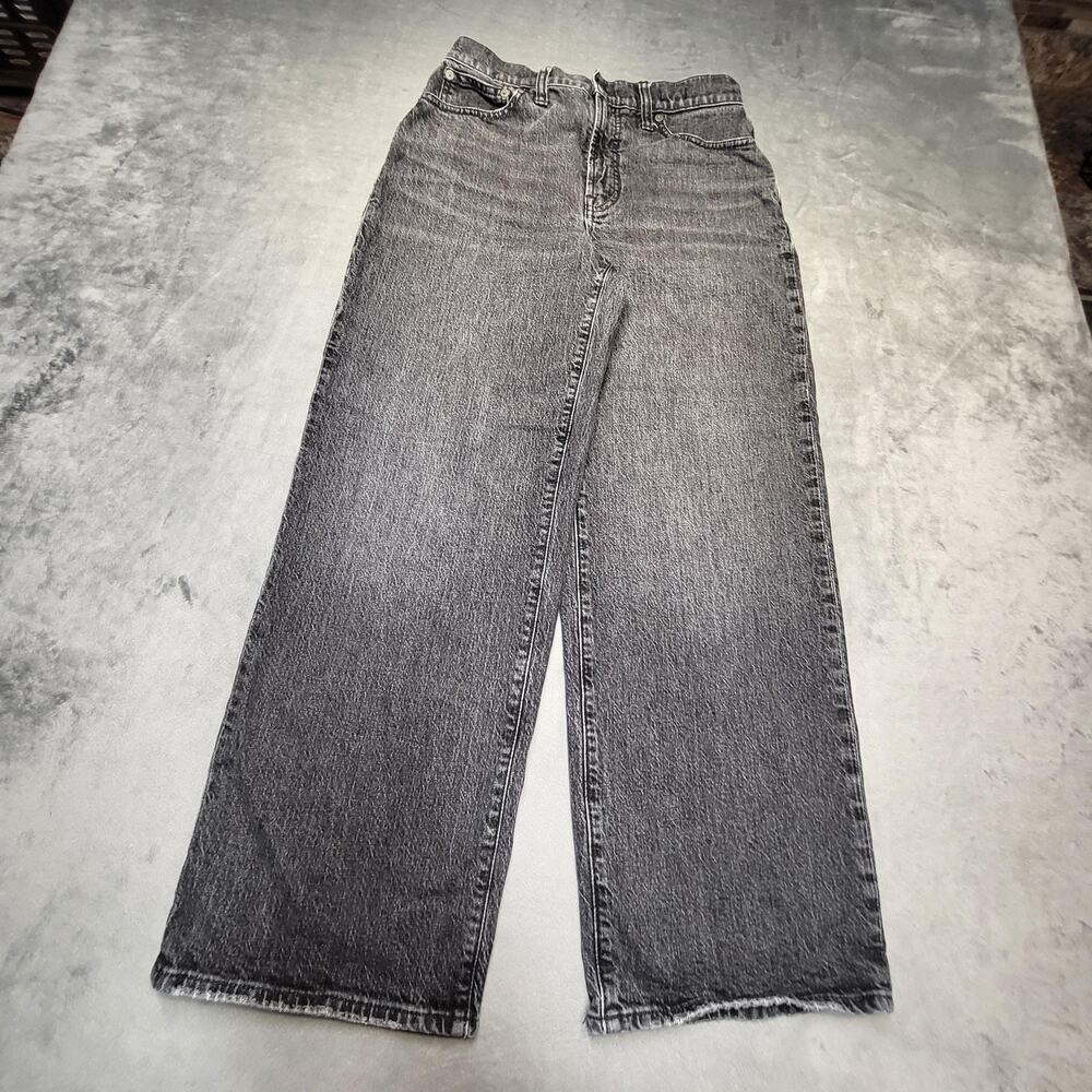 Madewell Jeans Womens 27 Black Wide-Leg Crop Charcoal Wash Relaxed Stretch